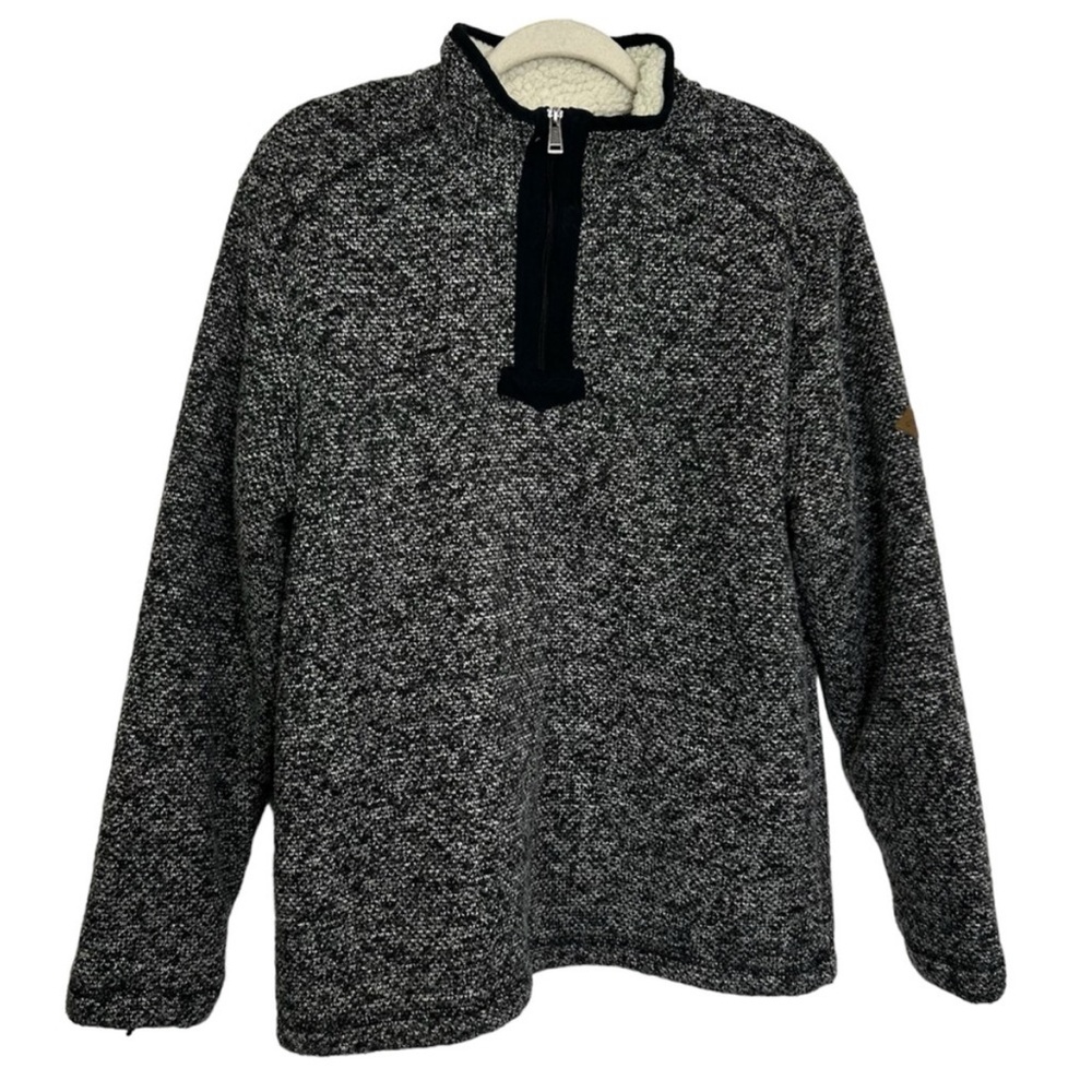 ORVIS Black Marl Half Zip Long Sleeve Knit Sherpa Lined Sweater EUC sz M